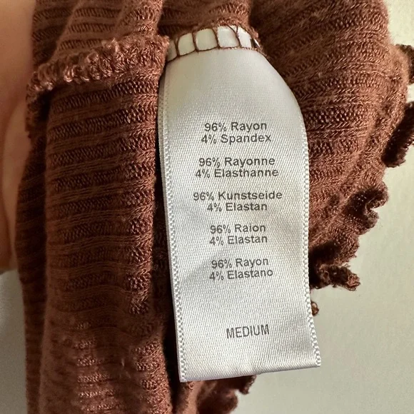 Urban Outfitters Project Social T Brown Ribbed Ruffle Dainty Tank Top Size M EUC - Picture 9 of 9